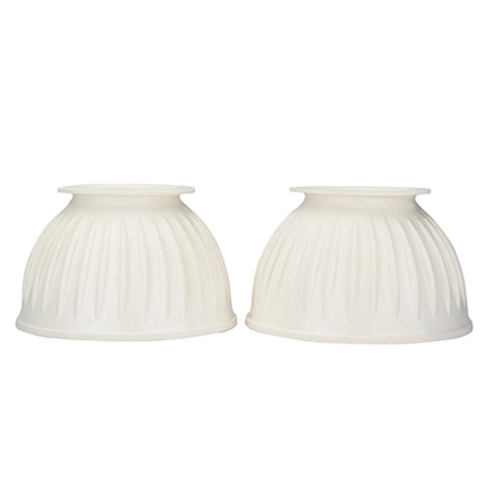 19176- Animal Accessories-Ribbed Bell Boots - Over-Reach - Pair-Medium-White- Austral Ag