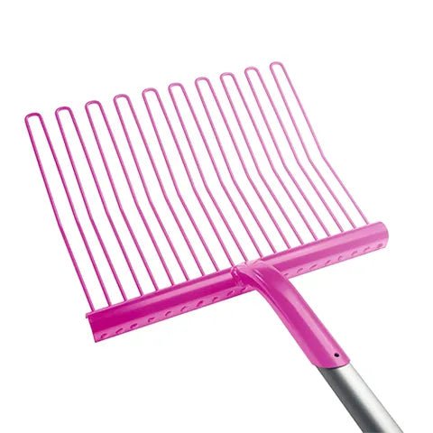 19191- Hardware-Economy Rubber Matting Stable Fork - Metal - Aluminium Handle-Pink - Austral Ag