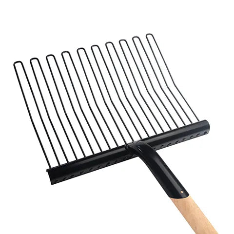 19194- Hardware-Economy Rubber Matting Stable Fork - Metal - Wooden Handle-Black - Austral Ag