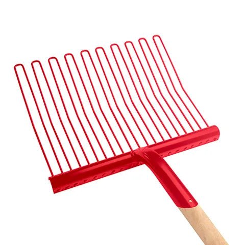 19200- Hardware-Economy Rubber Matting Stable Fork - Metal - Wooden Handle-Red - Austral Ag