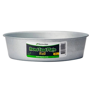 19259- Animal Accessories-Galvanised Round Feed Plate-Small - 21cm - Austral Ag