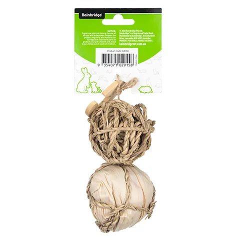 19326- Animal Accessories-Bird/Small Animal Toy - Natural Ball Combo - Maize & Seagrass - Austral Ag