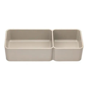 19455- Animal Accessories-Small Animal Feeder - Double Rectangular Weighted Bowl - 750ml-Brown - Austral Ag