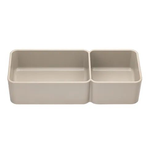 19455- Animal Accessories-Small Animal Feeder - Double Rectangular Weighted Bowl - 750ml-Brown - Austral Ag