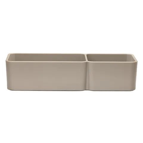 19455- Animal Accessories-Small Animal Feeder - Double Rectangular Weighted Bowl - 750ml-Brown - Austral Ag