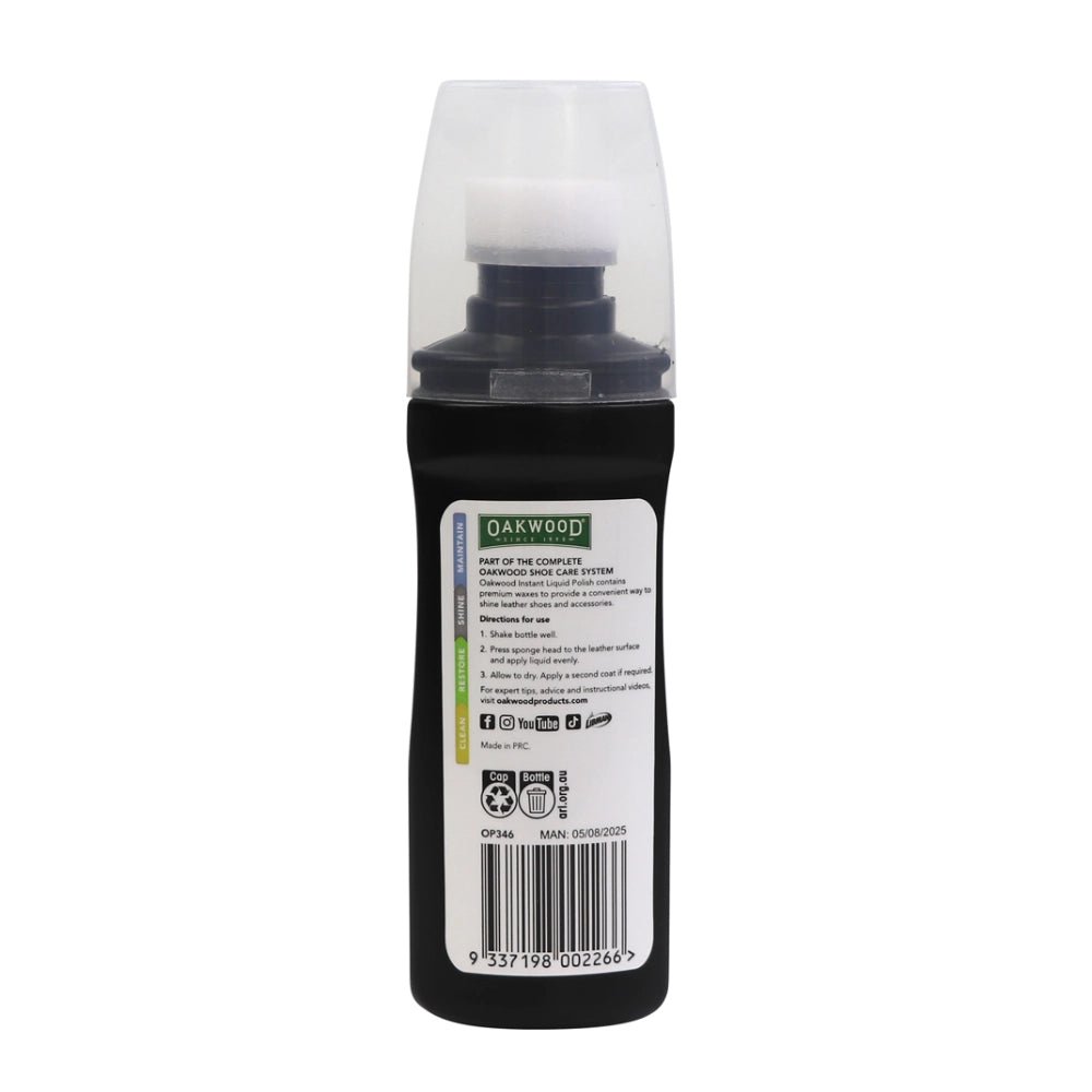19472- Hardware-Oakwood Instant Liquid Leather Polish - 75ml-Black - Austral Ag