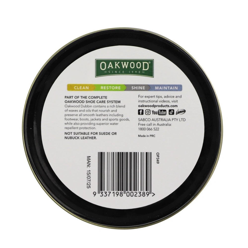 19474- Hardware-Oakwood Neutral Dubbin Leather Waterproofing - 80g - Austral Ag