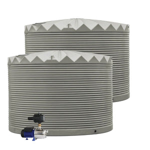 DEAL25Q417V2 - Tanks - 2 x 22,500L Rainwater Tanks + Pump - Earthtone (Bushland™) - Austral Ag