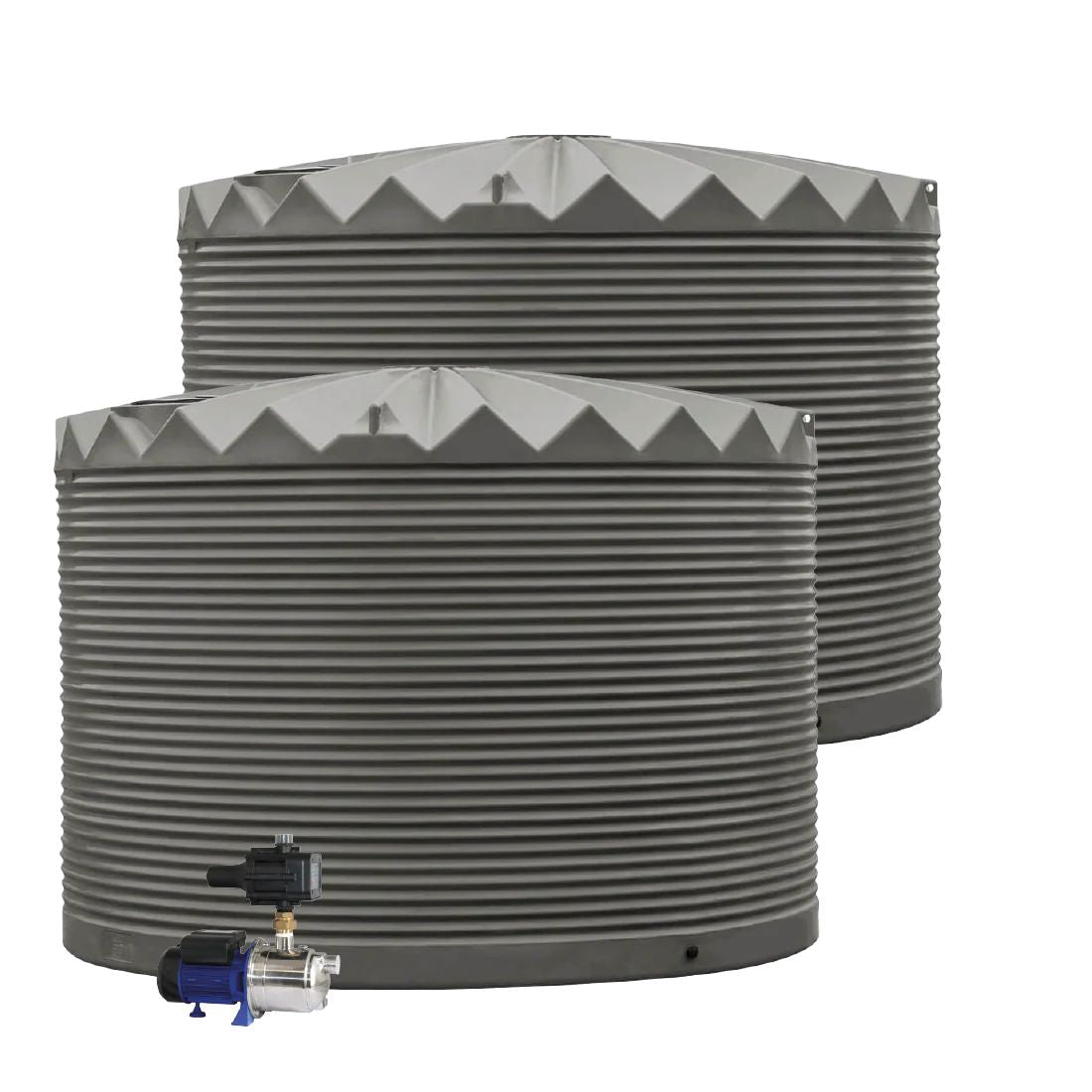 DEAL25Q406V2 - Tanks - 2 x 22,500L Rainwater Tanks + Pump - Slate Grey (Woodland Grey™) - Austral Ag