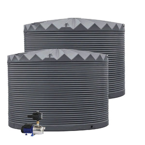 DEAL25Q411V2 - Tanks - 2 x 22,500L Rainwater Tanks + Pump - Metal Grey (Ironstone™) - Austral Ag