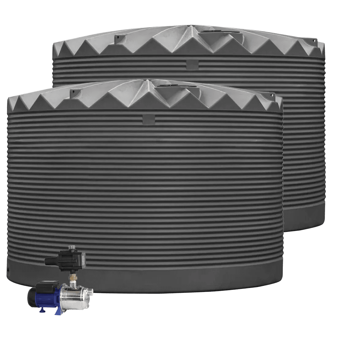 DEAL25Q419V1 - Tanks - 2 x 27,000L Rainwater Tanks + Pump - Dark Grey (Basalt™) - Austral Ag