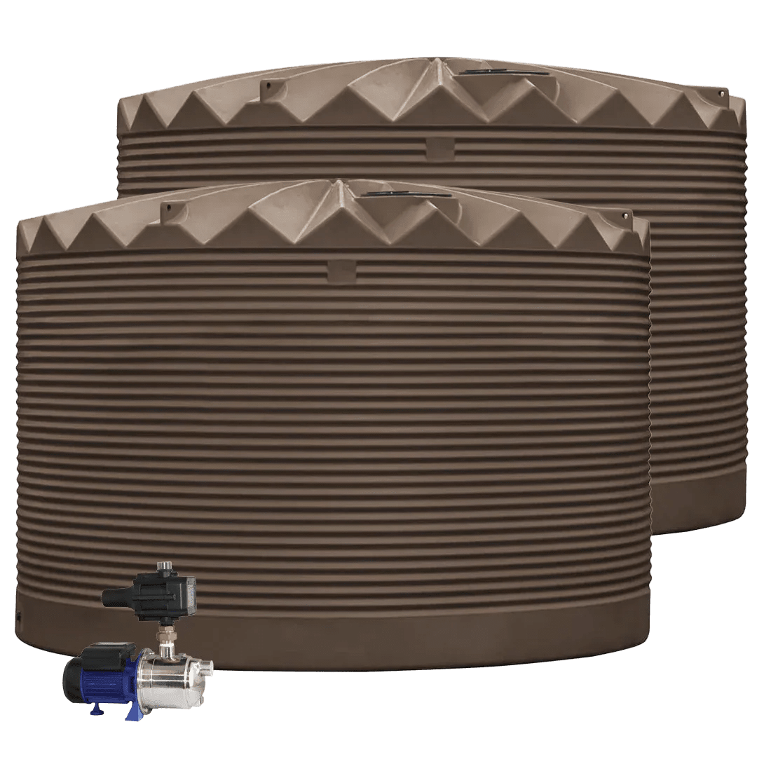 DEAL25Q423V1 - Tanks - 2 x 27,000L Rainwater Tanks + Pump - Autumn Brown (Jasper™) - Austral Ag