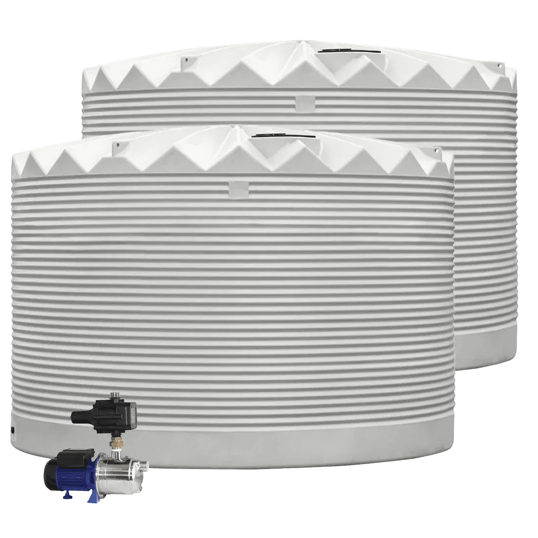 DEAL25Q403V1 - Tanks - 2 x 27,000L Rainwater Tanks + Pump - Tank White (Surfmist™) - Austral Ag