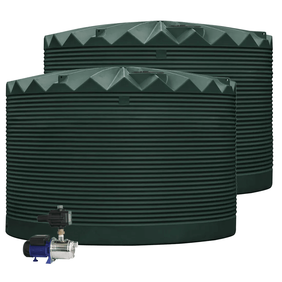 DEAL25Q413V1 - Tanks - 2 x 27,000L Rainwater Tanks + Pump - Heritage Green (Cottage Green™) - Austral Ag