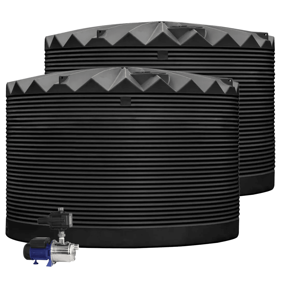 DEAL25Q420V1 - Tanks - 2 x 27,000L Rainwater Tanks + Pump - Black (NightSky™) - Austral Ag