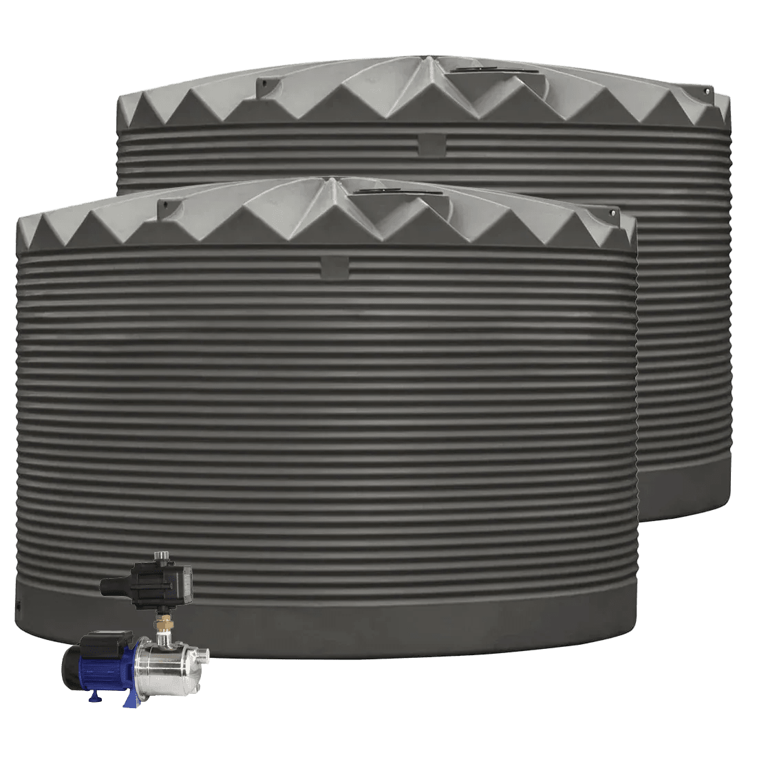 DEAL25Q406V1 - Tanks - 2 x 27,000L Rainwater Tanks + Pump - Slate Grey (Woodland Grey™) - Austral Ag