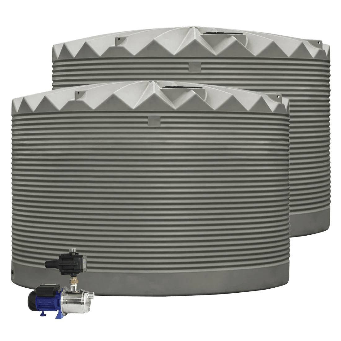 DEAL25Q417V1 - Tanks - 2 x 27,000L Rainwater Tanks + Pump - Earthtone (Bushland™) - Austral Ag
