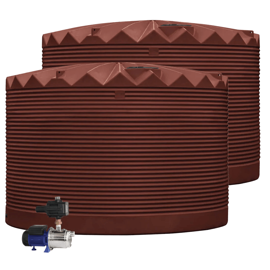 DEAL25Q414V1 - Tanks - 2 x 27,000L Rainwater Tanks + Pump - Heritage Red (Manor Red™) - Austral Ag