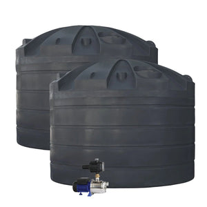 DEAL26Q111V2 - Tanks - 2 x 32,000L Rainwater Tanks + Pump - Metal Grey (Ironstone™) - Austral Ag