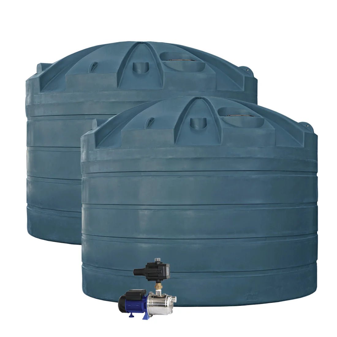 DEAL26Q104V2 - Tanks - 2 x 32,000L Rainwater Tanks + Pump - Stormedge Blue (Blue Ridge™) - Austral Ag