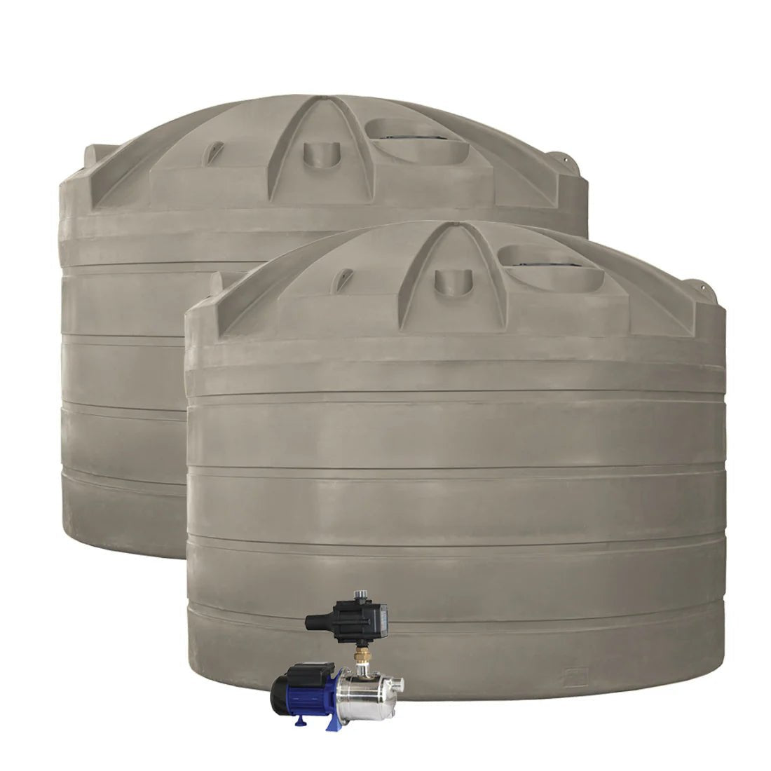 DEAL26Q122V2 - Tanks - 2 x 32,000L Rainwater Tanks + Pump - Beige (Riversand™) - Austral Ag