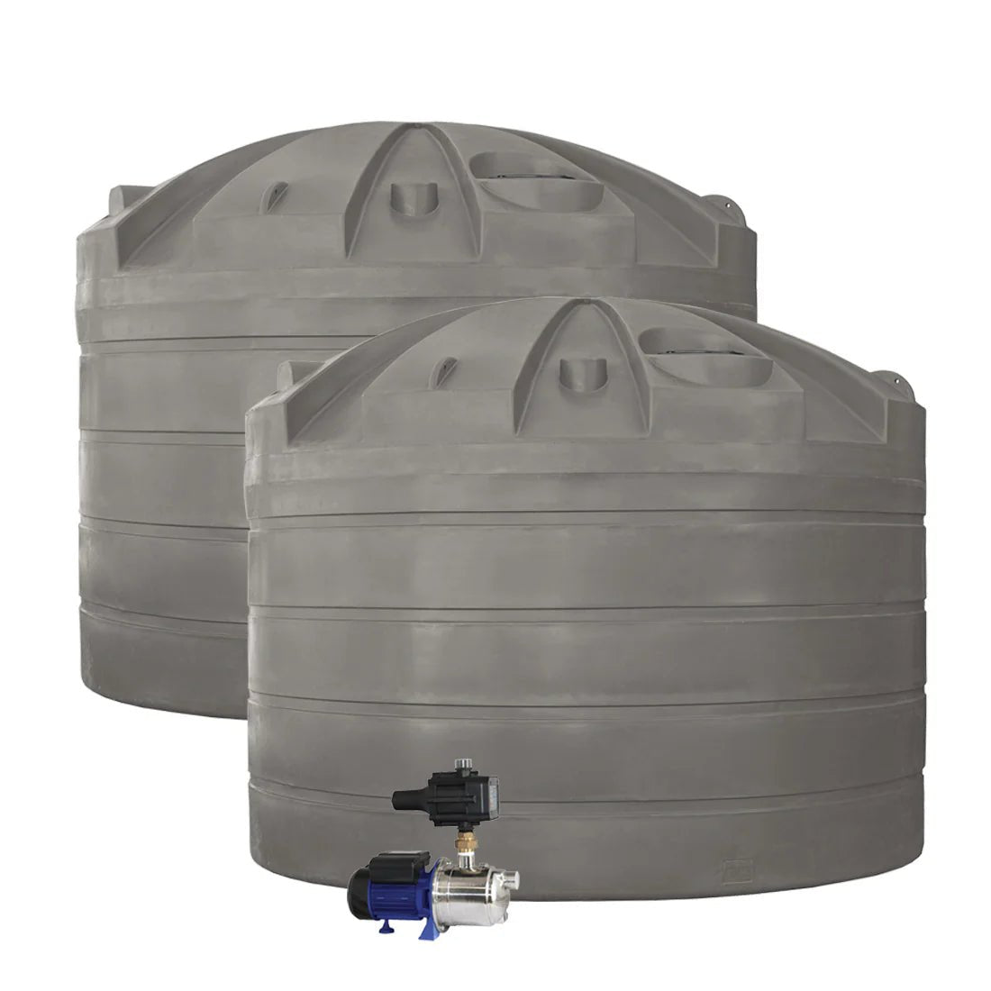 DEAL26Q121V2 - Tanks - 2 x 32,000L Rainwater Tanks + Pump - Birch Grey (Dune™) - Austral Ag