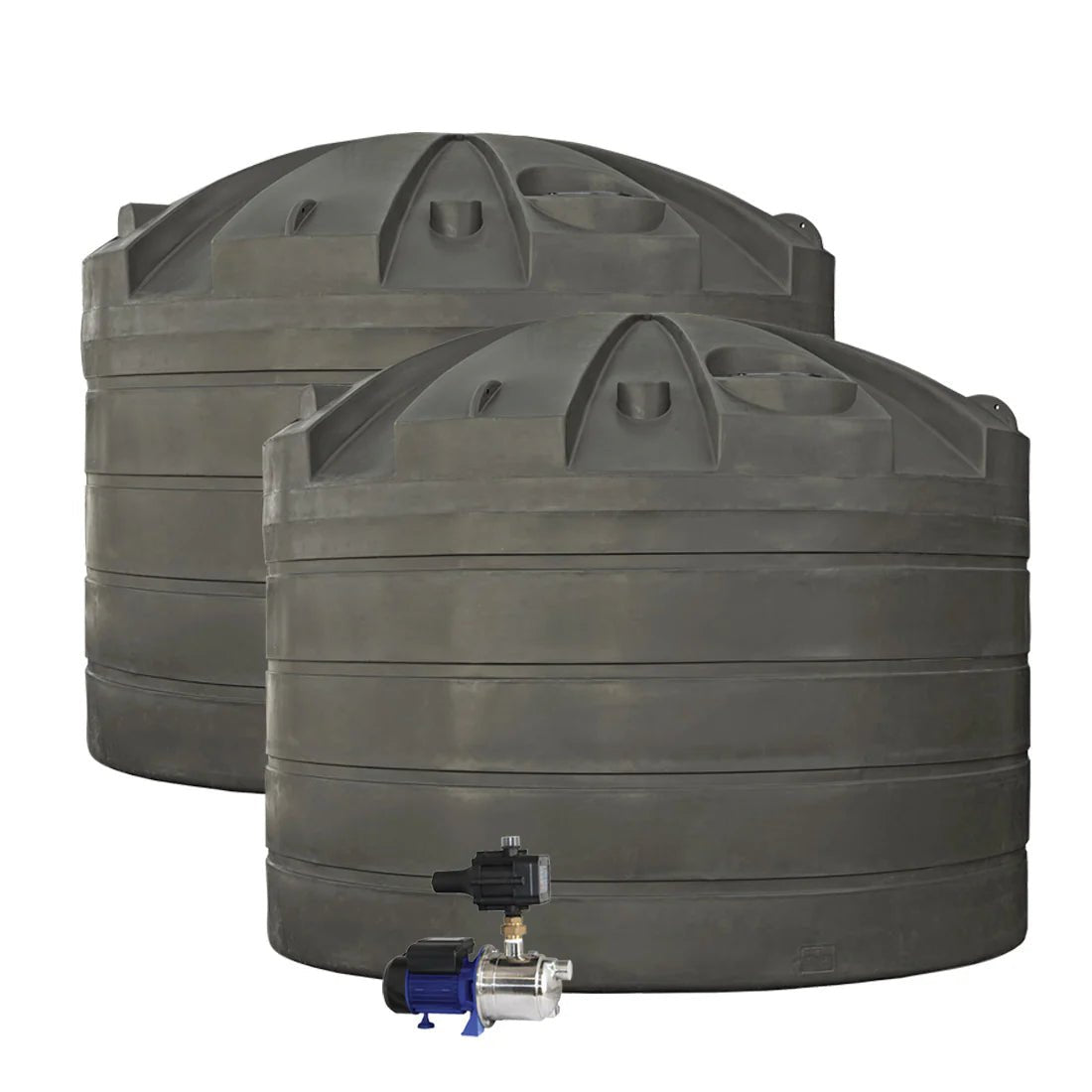 DEAL26Q106V2 - Tanks - 2 x 32,000L Rainwater Tanks + Pump - Slate Grey (Woodland Grey™) - Austral Ag
