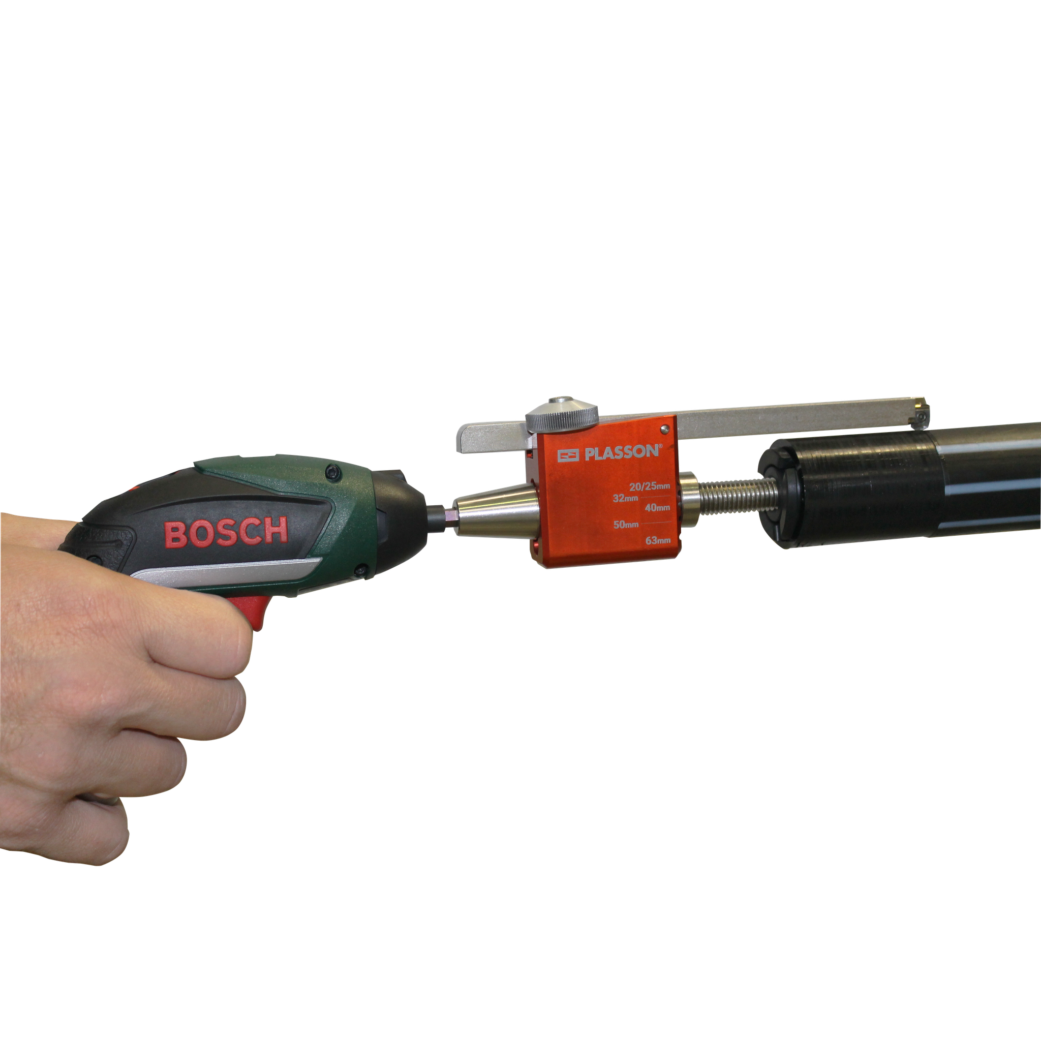 Pipe End Peeler Drill Powered C/W Mandrels Fittings Plasson Australia Pty Ltd 25mm