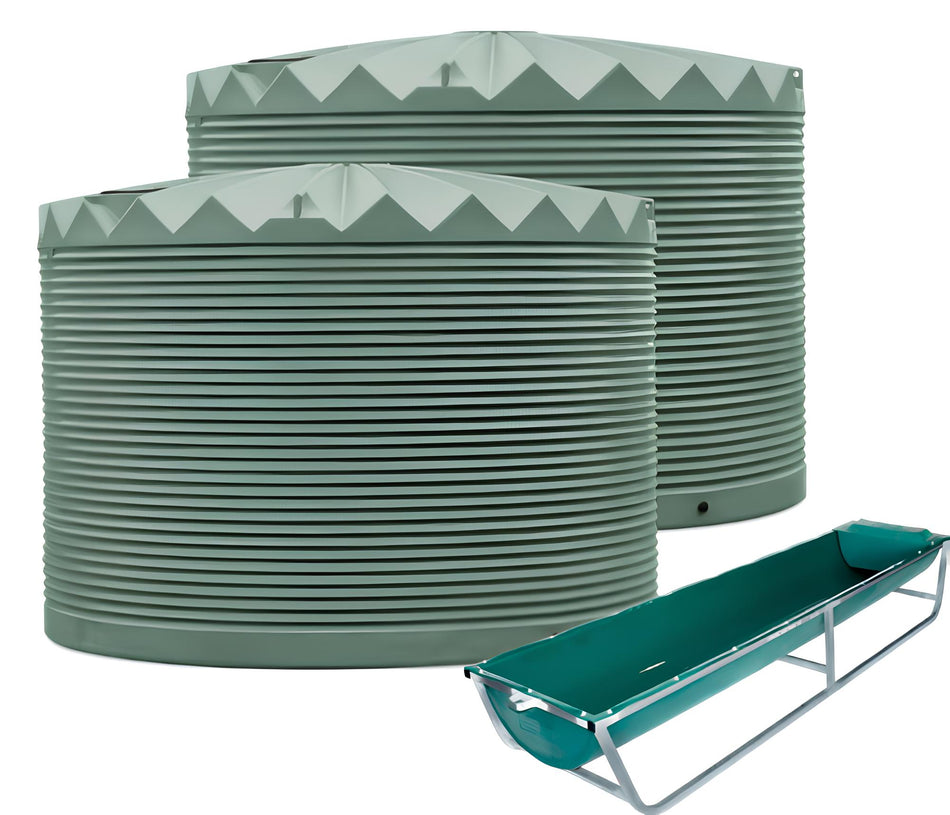 2 x 22,500L Rainwater Tanks + 50% off a 8ft Longline Trough