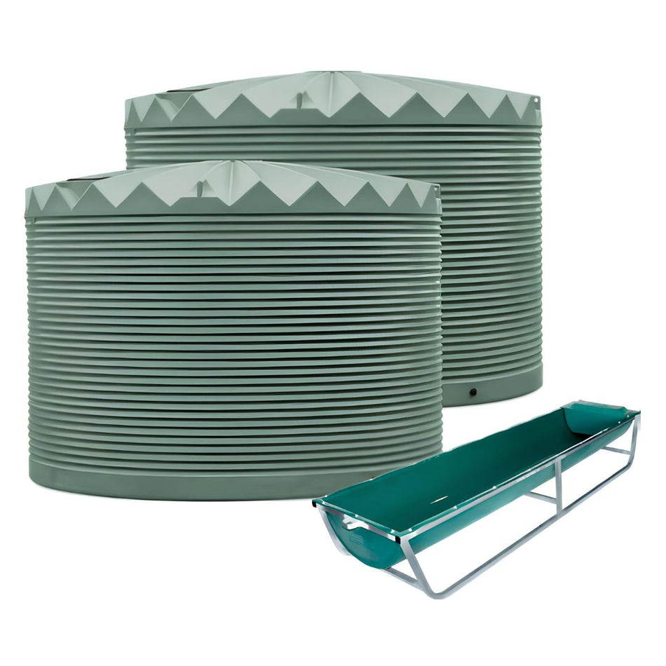 2 x 22,500L Rainwater Tanks + 50% off a 8ft Longline Trough