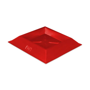 Red square plastic animal trough on a white background