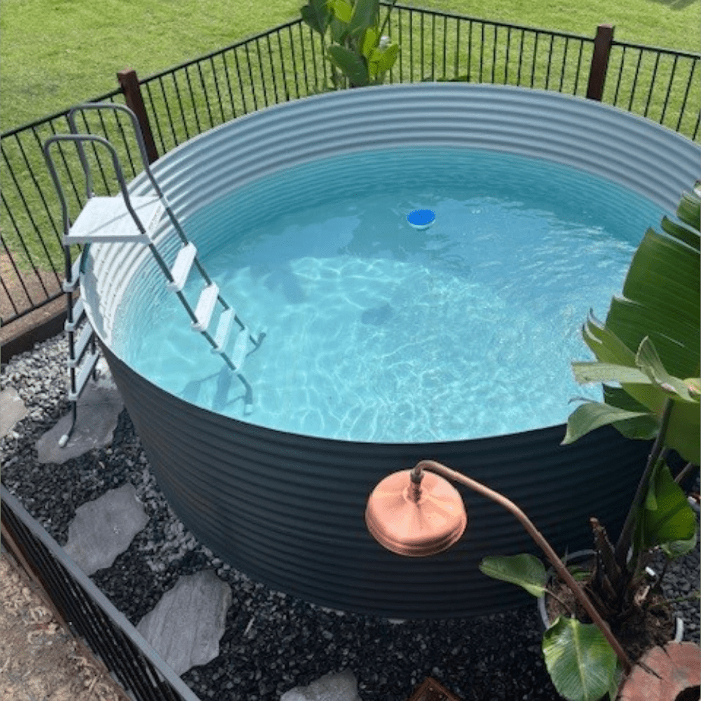 8765L Round Plunge Pool with Pump and Filter 3m Dia x 1.24m High - Tanks - Austral Ag
