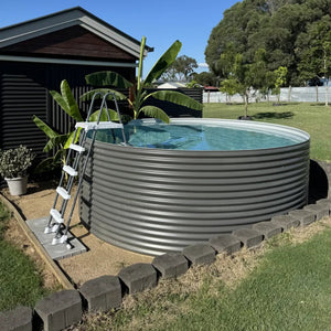 18816 - Tanks - 8765L Round Plunge Pool with Pump and Filter 3m Dia x 1.24m High - Armour Grey - Austral Ag
