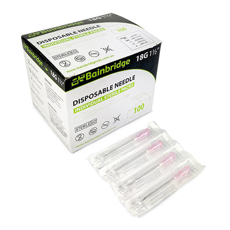 Disposable Needles Box of 100 Animal Health Bainbridge 19G x 1 1/2"  