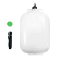 White plastic container with black hose on a white background