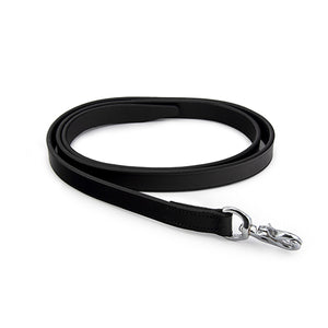 Premium Leather Lead with Halter Chain - Black