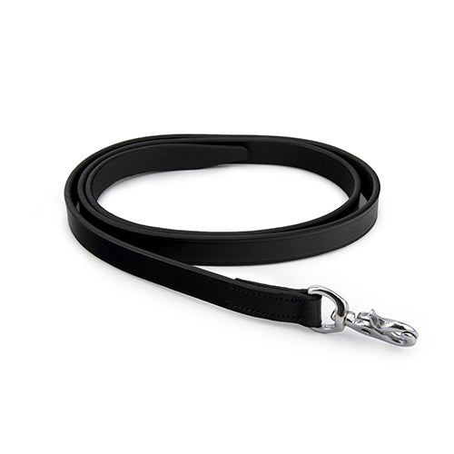 Premium Leather Lead with Halter Chain - Black