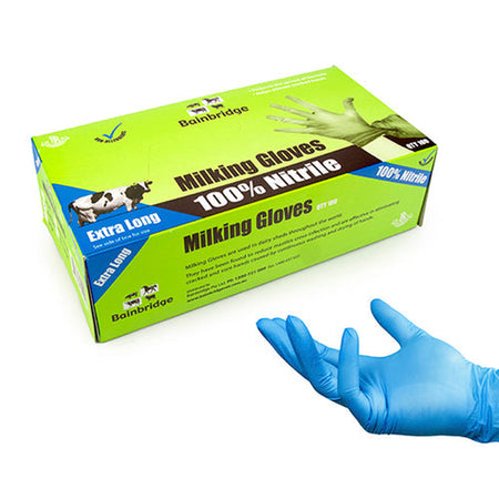 Milking Gloves Long Nitrile Animal Health Bainbridge Pty Ltd Medium