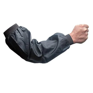 Black long-sleeve milking arm guard on a white background