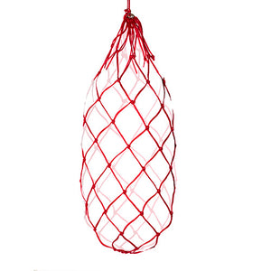 Red netting bag on a white background