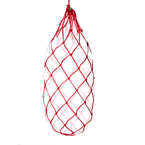 Red netting bag on a white background