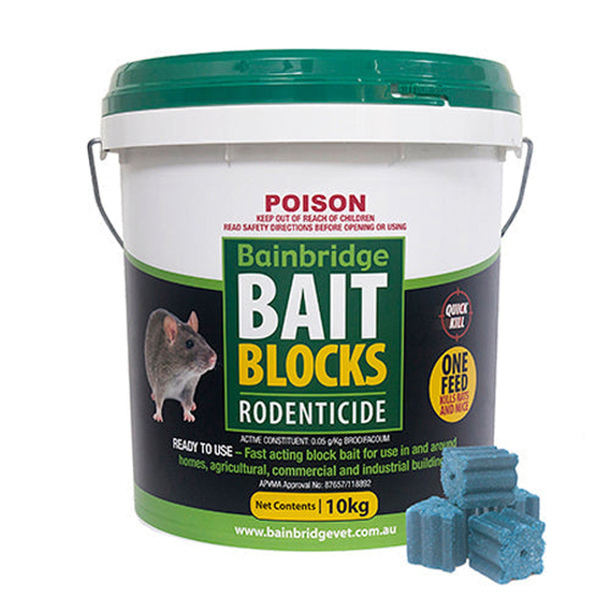 Rodent Bait Blocks Brodifacoum /kg Hardware Bainbridge Pty Ltd 0.05g