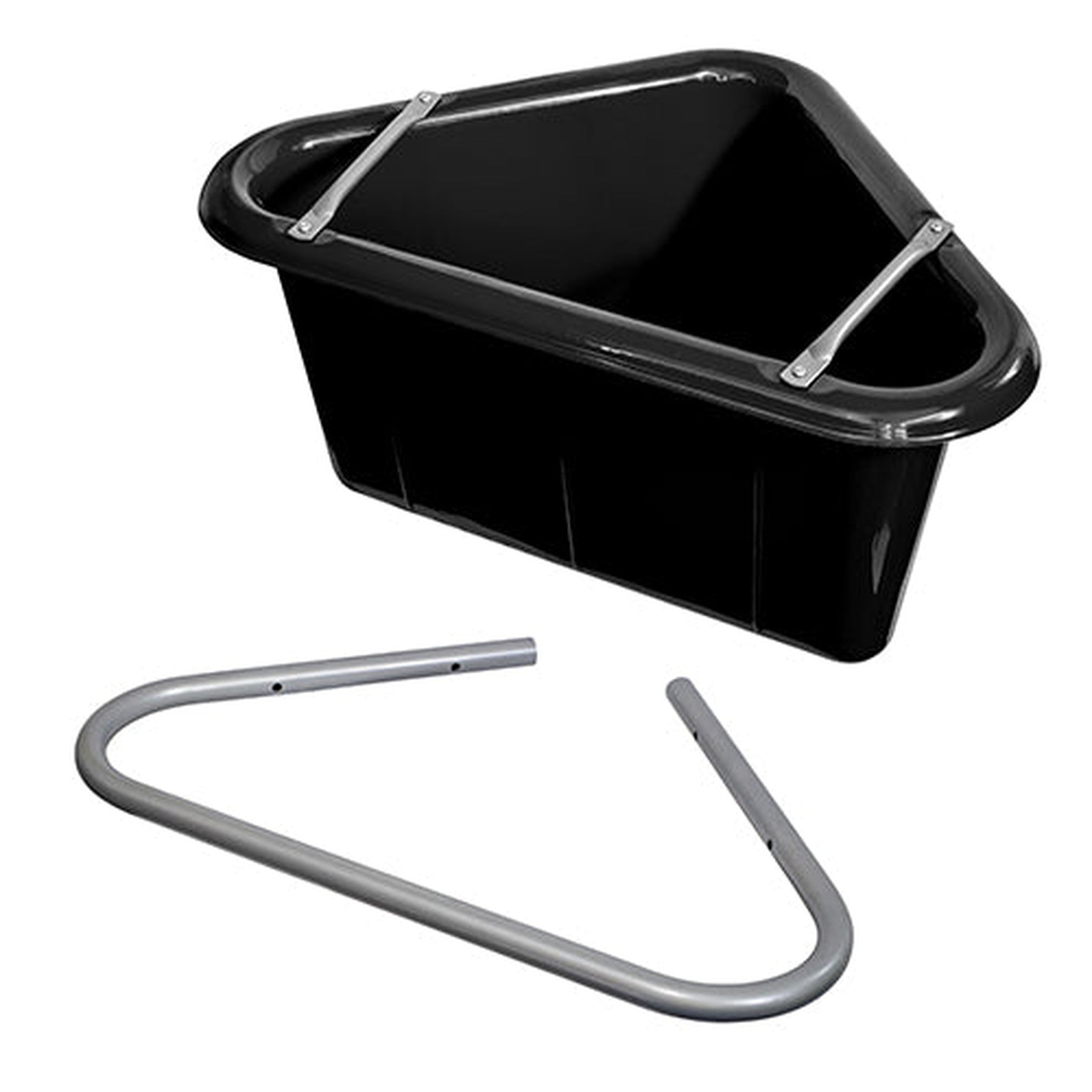 Plastic Corner Feed Tub with Bracket Animal Accessories Bainbridge Pty Ltd Black