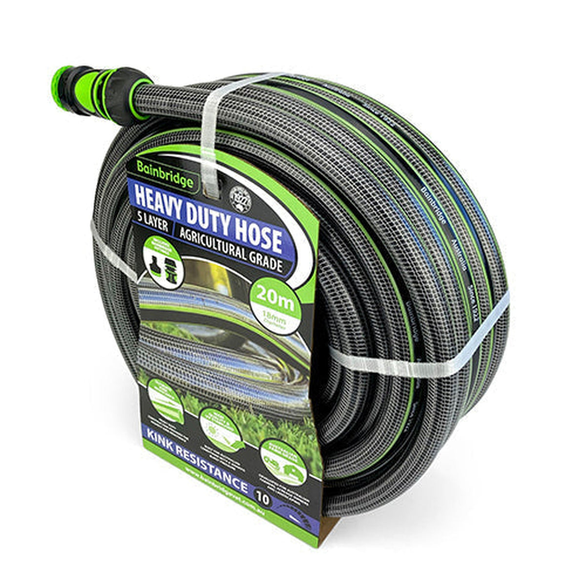 Agricultural Garden Hose with Fittings Horticulture Bainbridge 18mm x 20m  