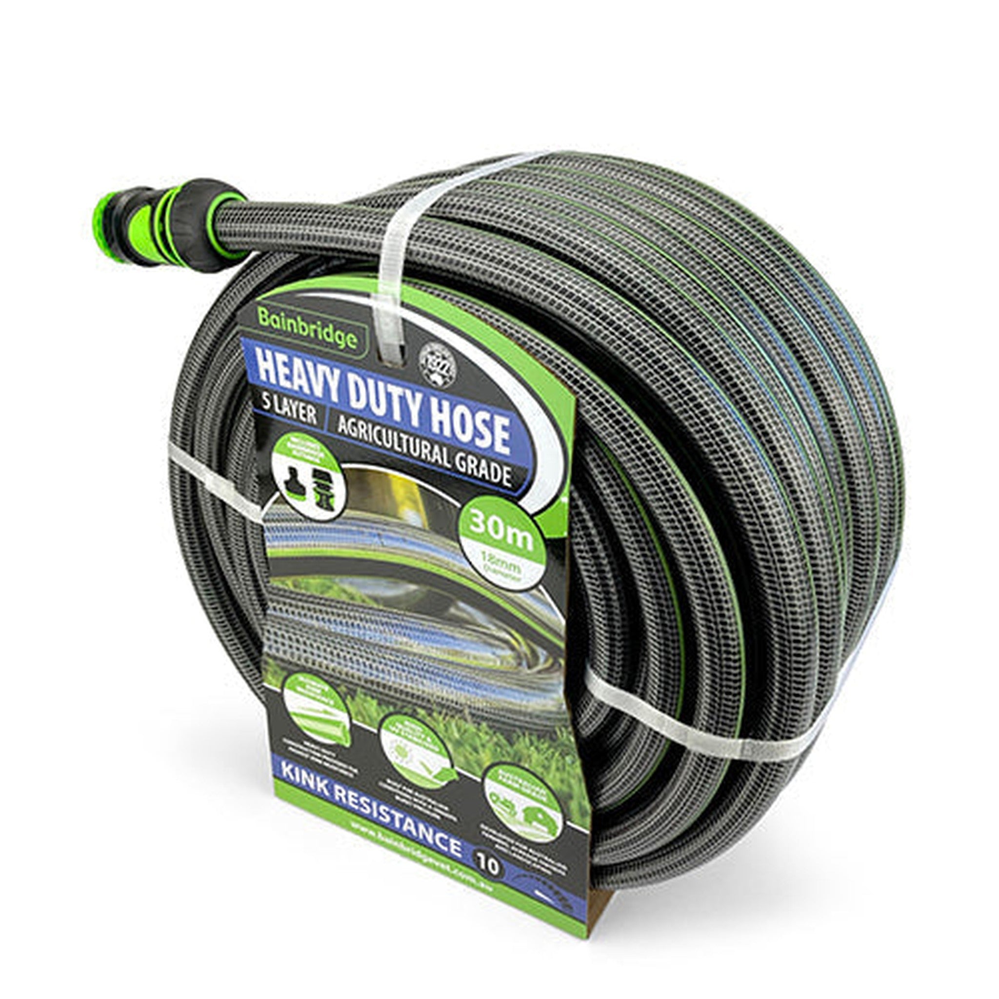 Agricultural Garden Hose with Fittings Horticulture Bainbridge Pty Ltd 18mm x 30m