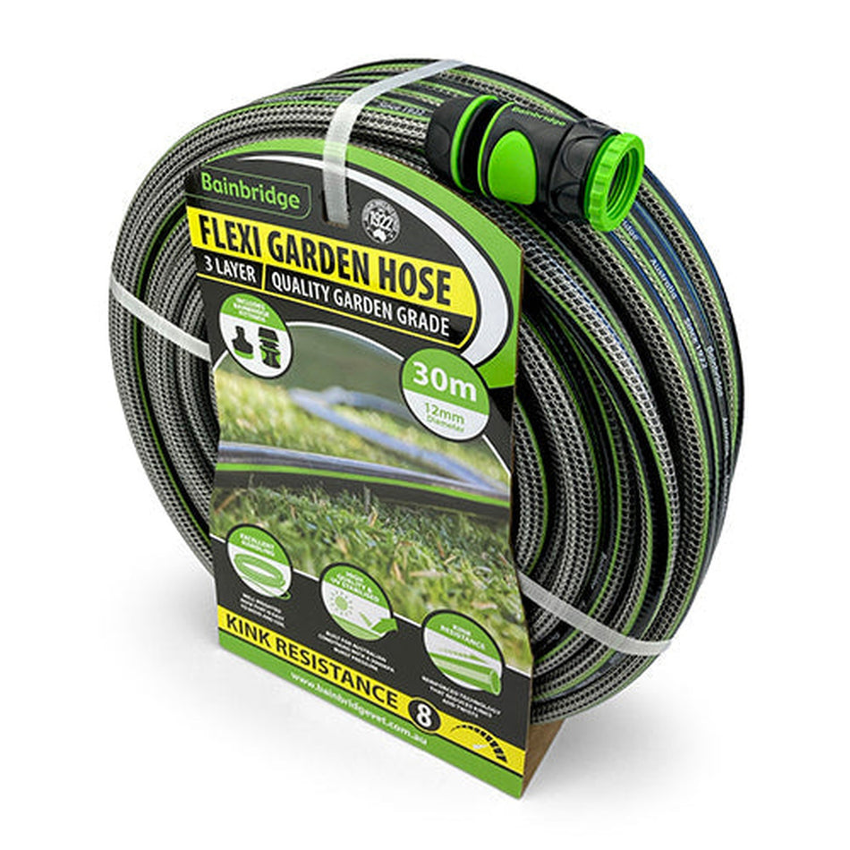 Flexi Garden Hose with Fittings Horticulture Bainbridge Pty Ltd 12mm x 30m