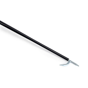 Rod with a metal hook on a white background