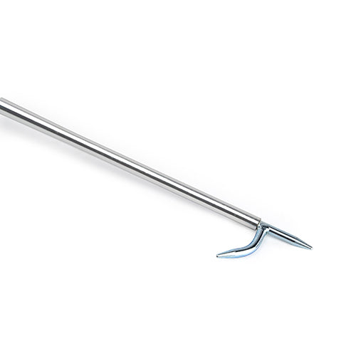 Rod with a metal hook on a white background