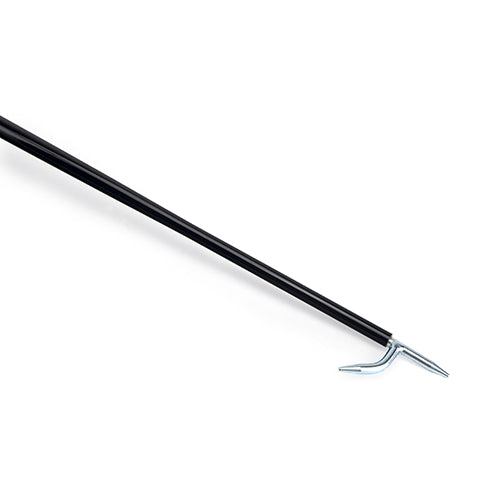 Rod with a metal hook on a white background