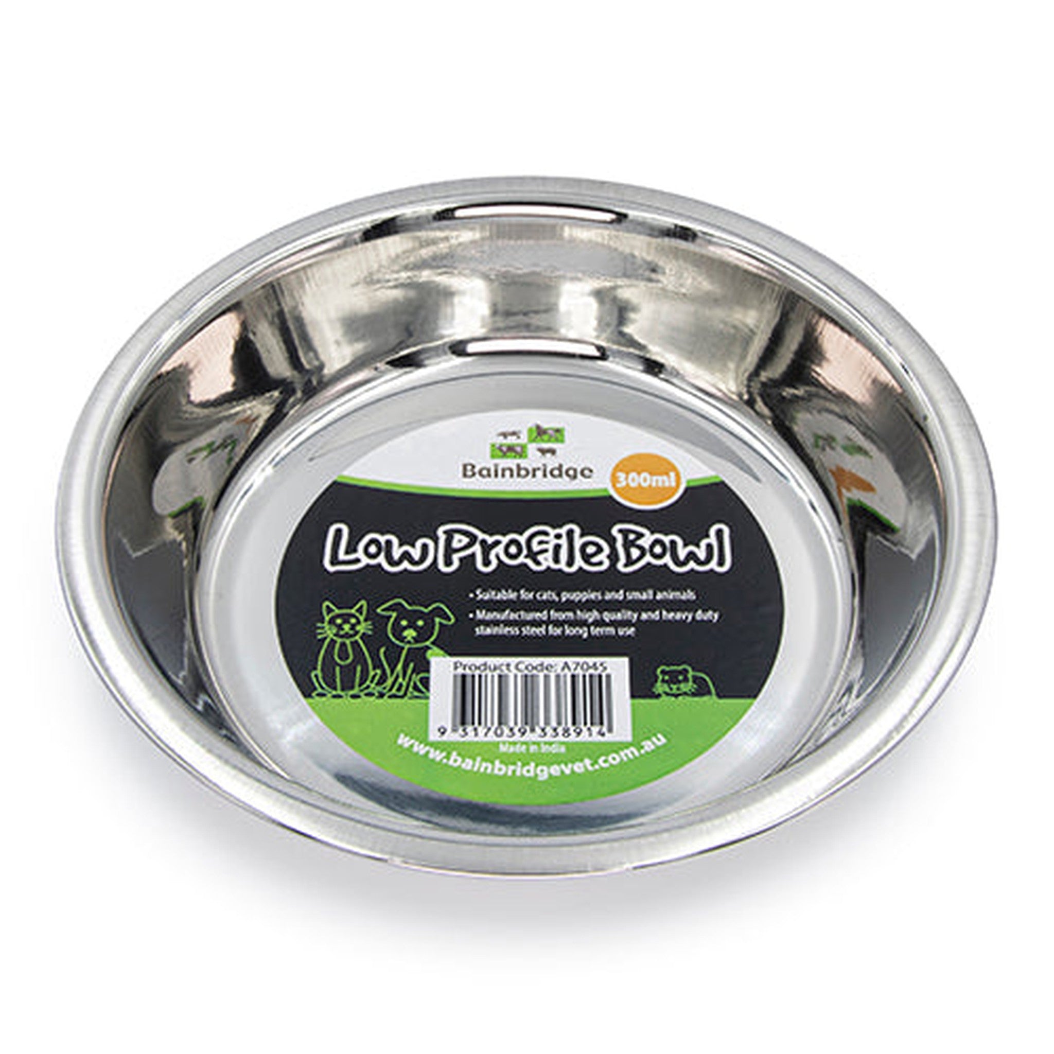 Cat Bowl Stainless Steel Animal Accessories Bainbridge Pty Ltd 300ml